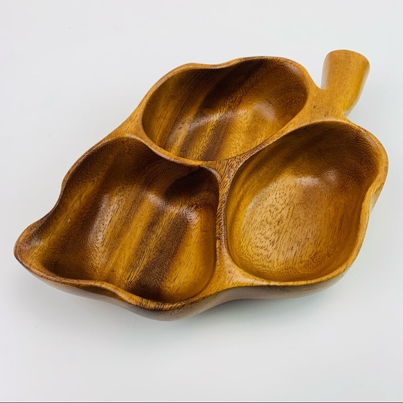 Woods of Hawaii Monkey Pod Vintage Leaf Catch All Serving Dish - Picture 1 of 12